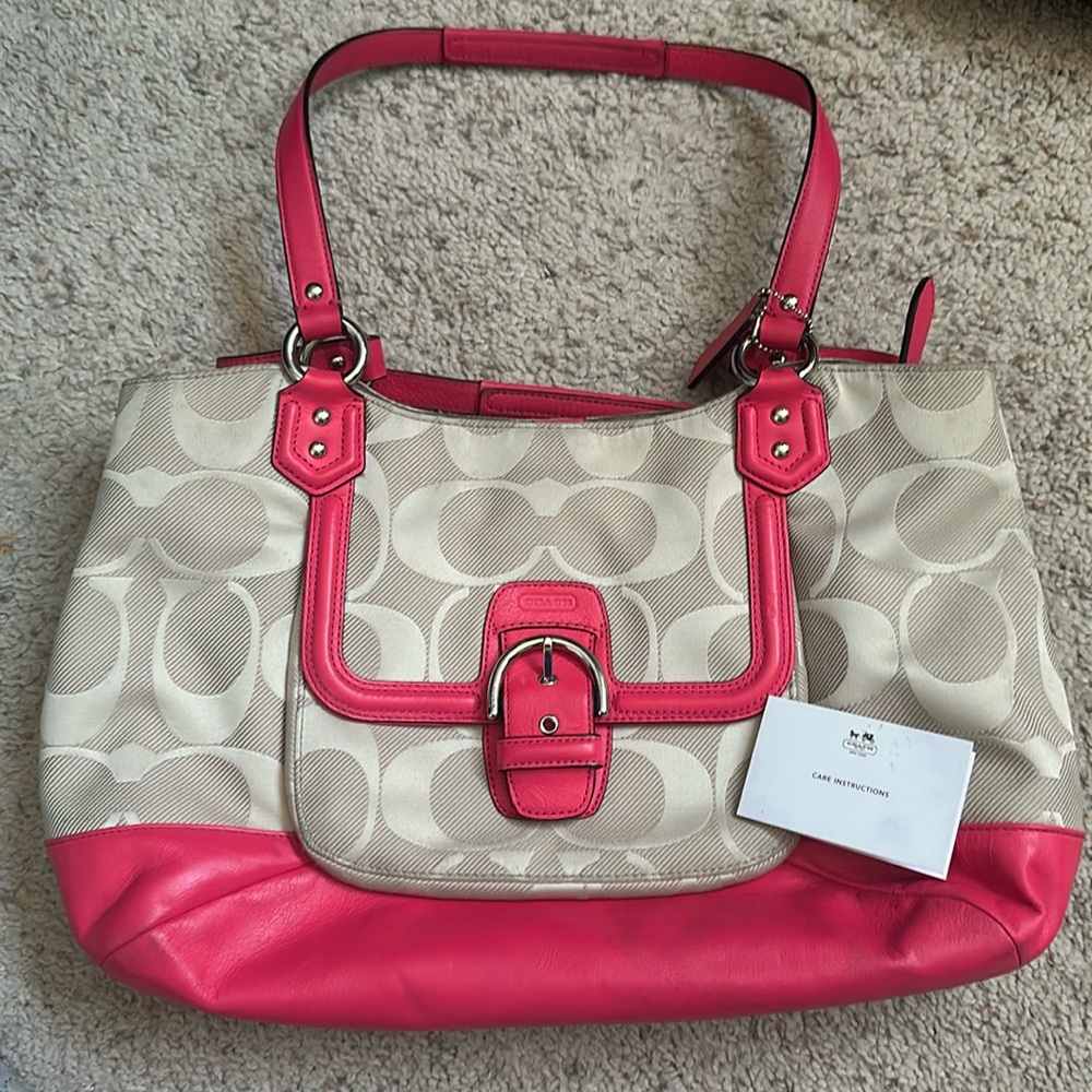 Coach Abbey bag- khaki and pomegranate